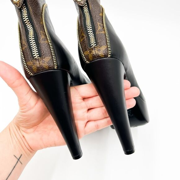 Louis Vuitton LV Monogram Afterglow Platform Leather Boots EU 37 US 7 - Picture 7 of 16